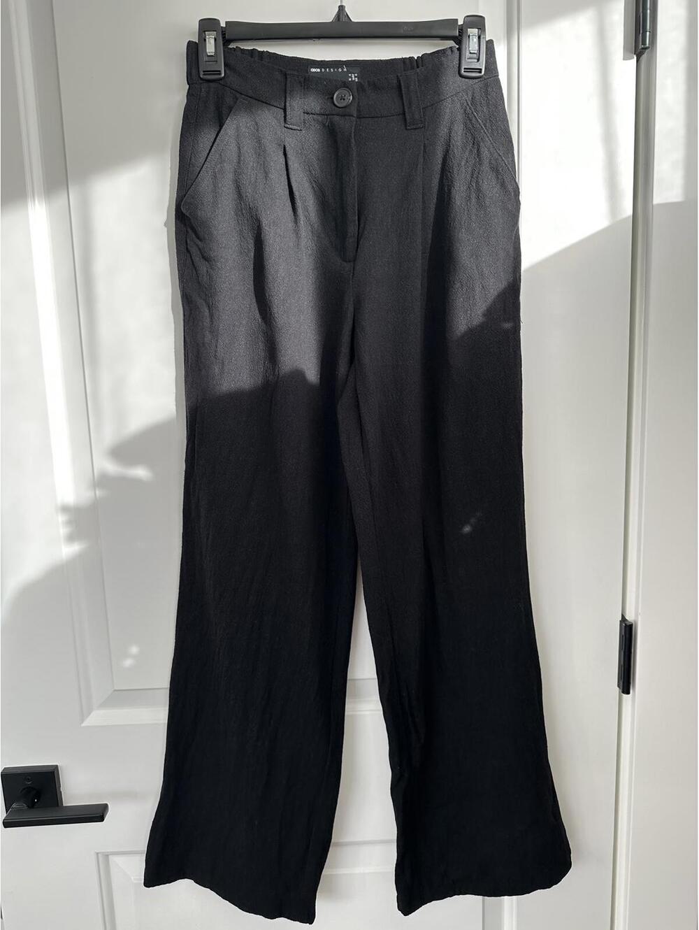 ASOS Linen Blend Wide Leg Dad Pants Black Wash Size 0